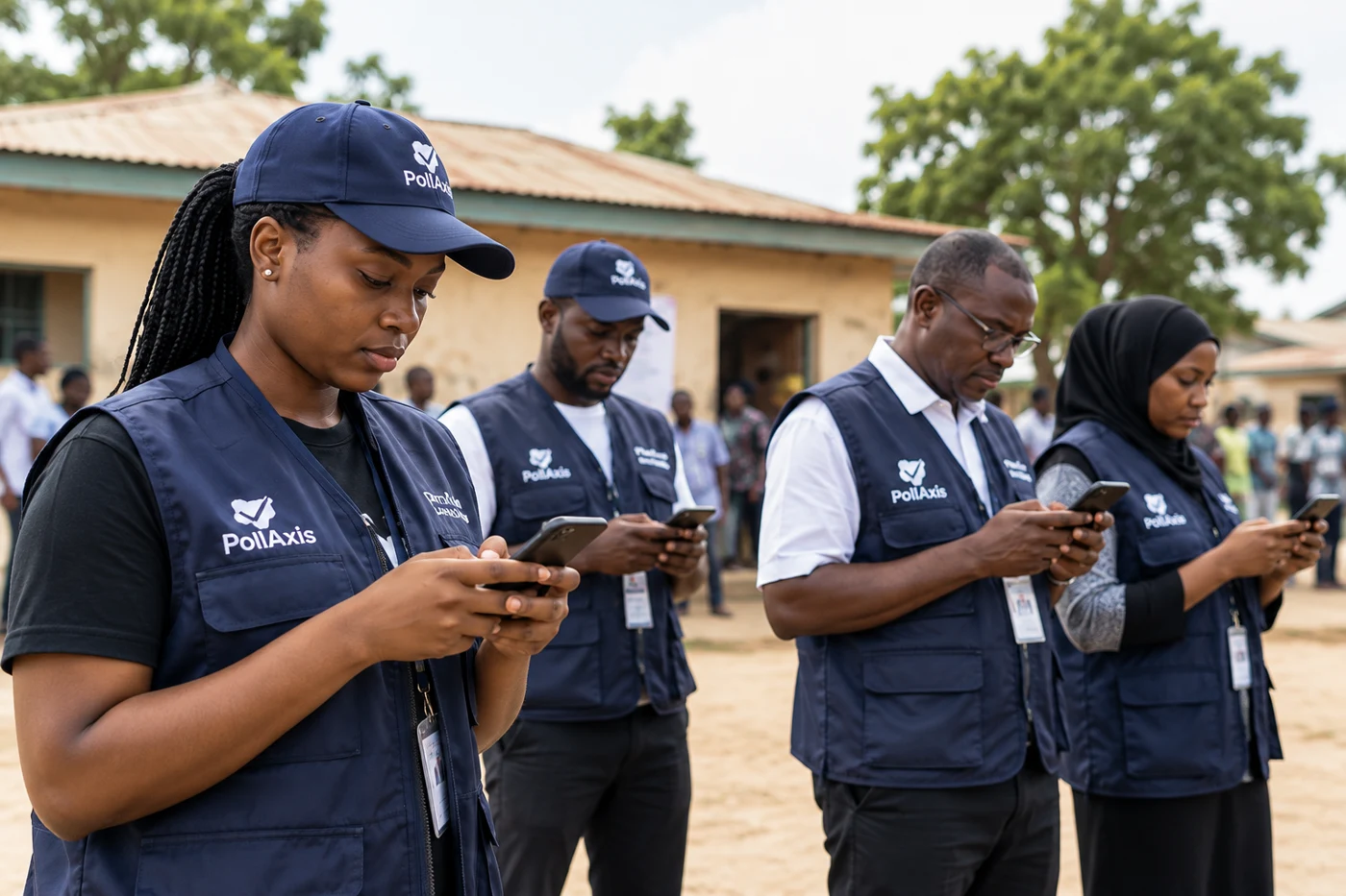 Illustrative image of Nigerian field observers using smartphones